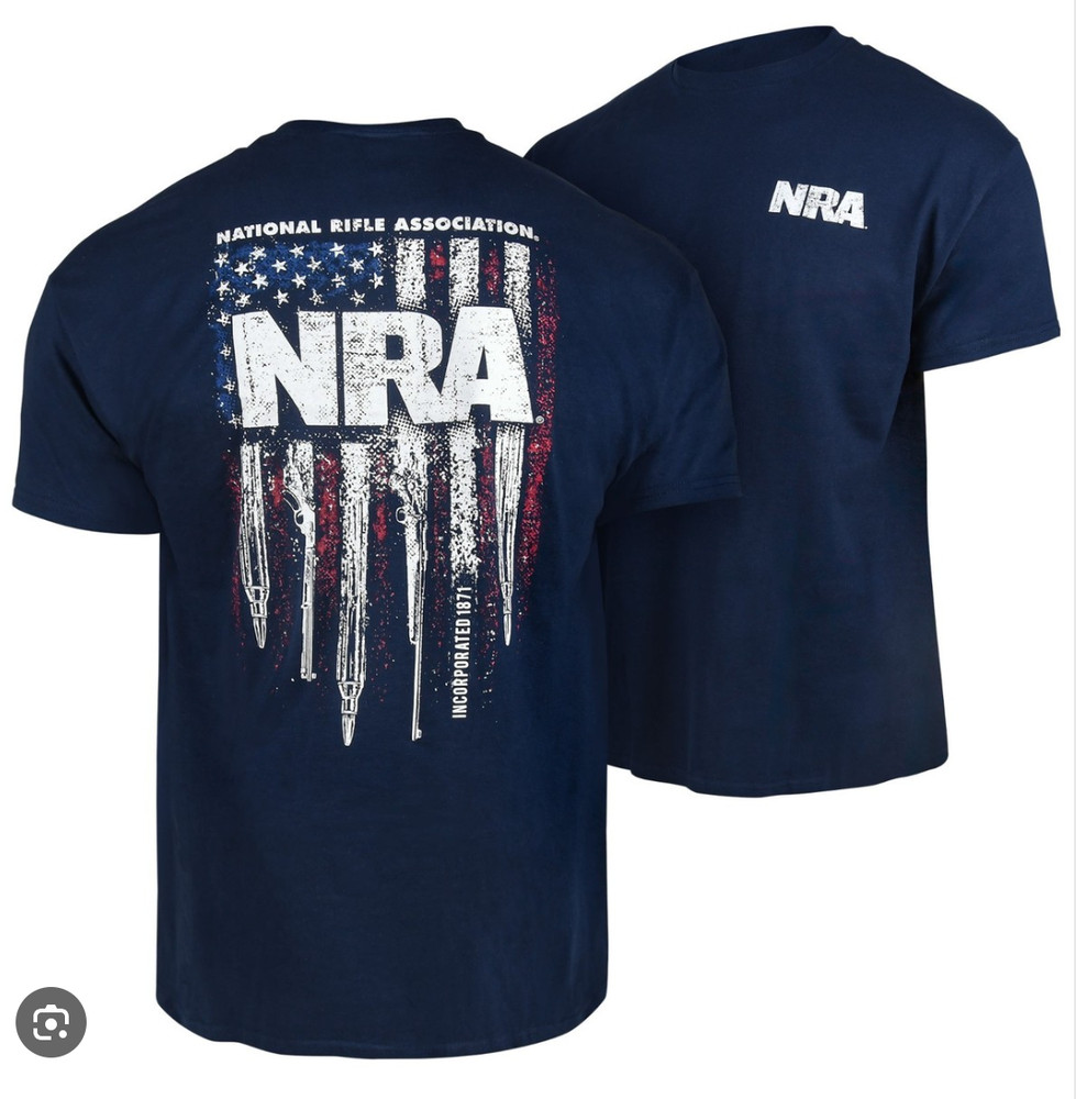 NRA Gun Stripes T-Shirt Size Medium Navy Blue, Patriotic, America, NWT