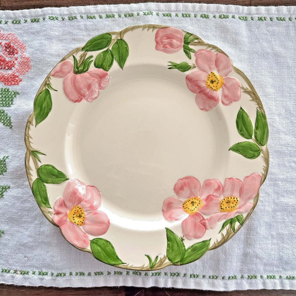 Franciscan Desert Rose Luncheon Plate 9.5” USA Vintage Half Moon Mark 1949–53