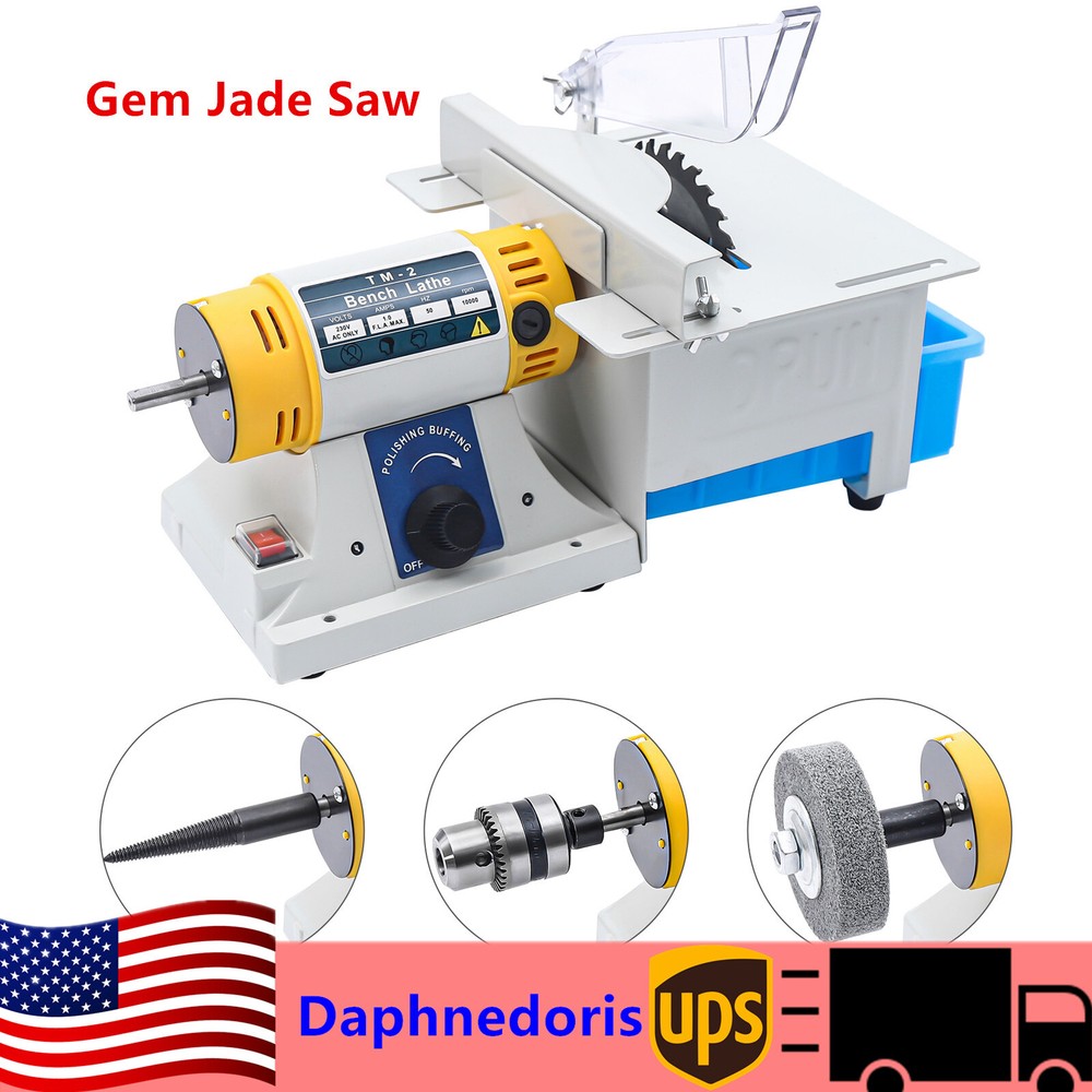 Gem Jewelry Rock Polishing Buffer Machine Bench Lathe Polisher Cutter Table Saw