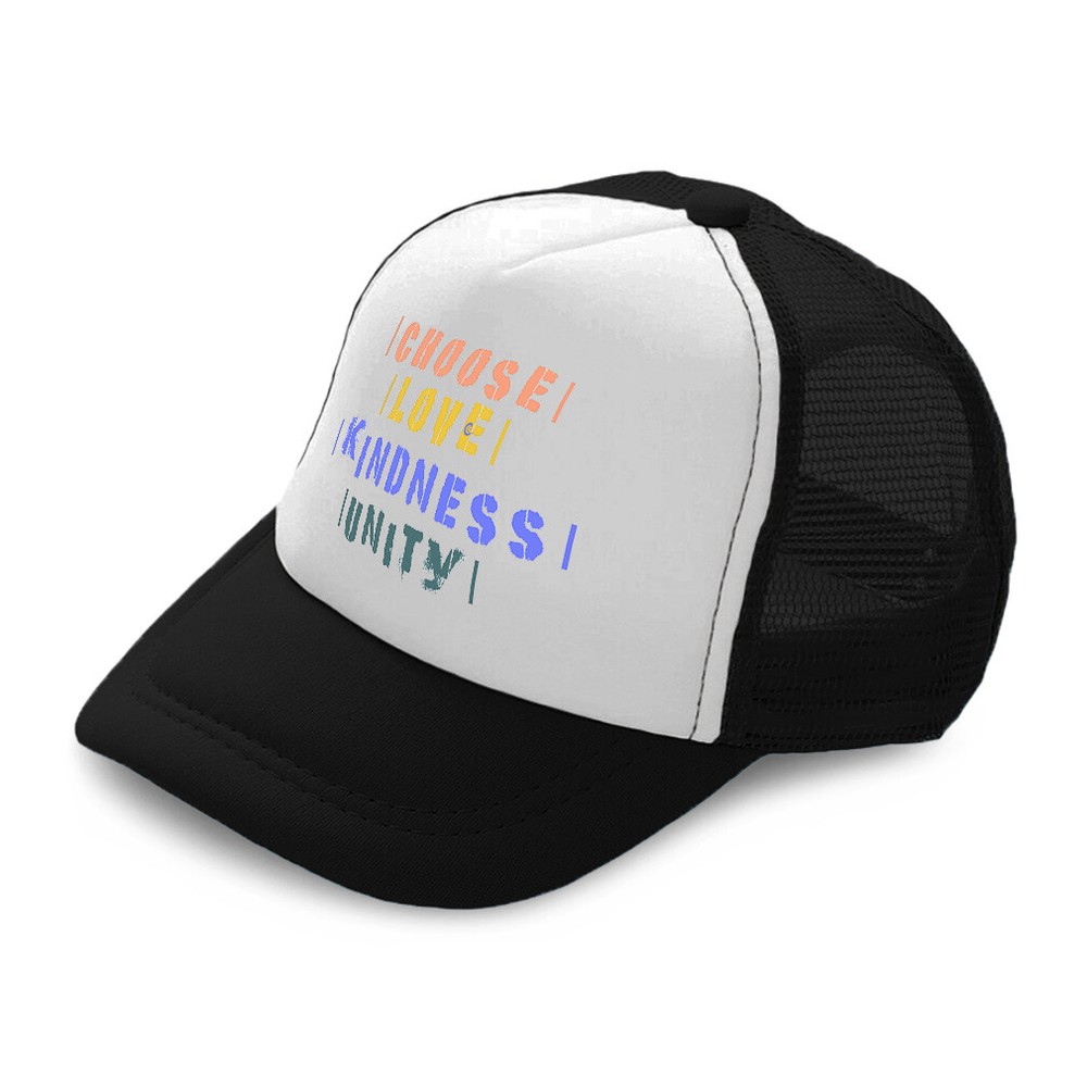 Kids Trucker Hat Promoting Love Kindness Unity Polyester Caps for Boys & Girls