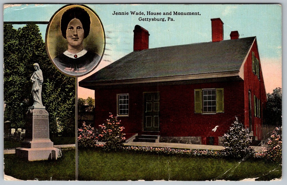 Antique Postcard Jennie Wade House Monument Gettysburg, PA 1910s