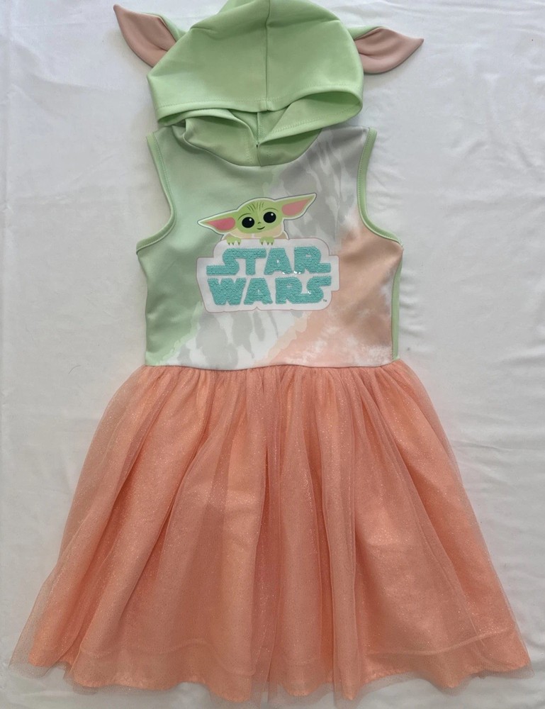 Star Wars The Mandalorian Girls Baby Yoda Hooded Cosplay Dress