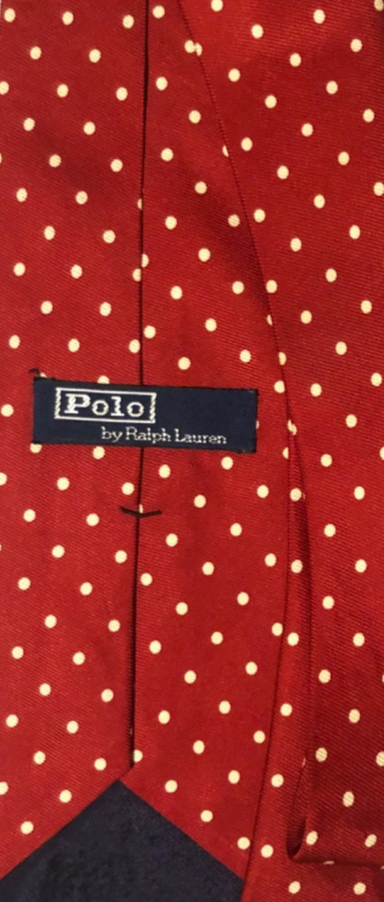 Vintage Polo Ralph Lauren Silk Tie Necktie Hand Made Red Polka Dot Made In USA