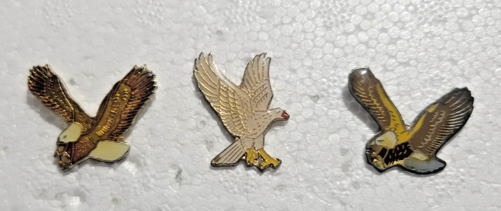 Vintage Eagle Lapel Pins Lot Of 3