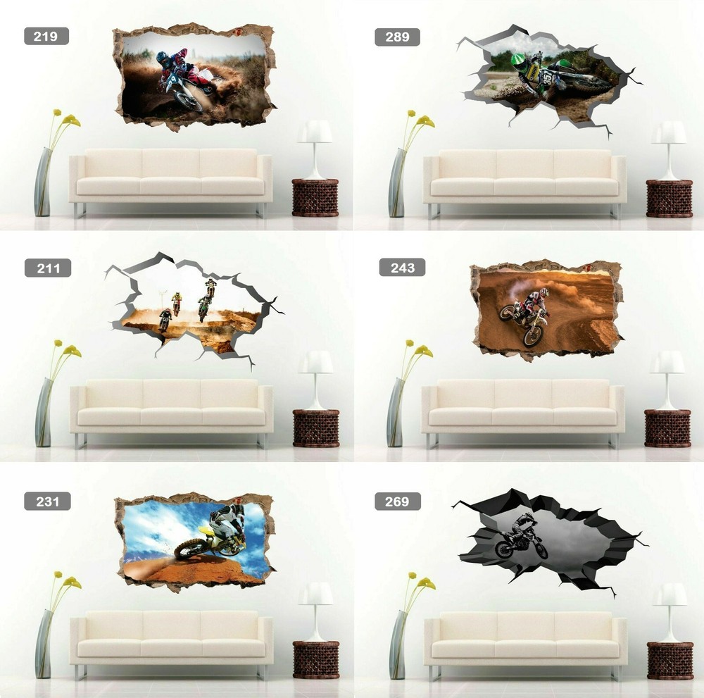 Dirt Bike Motocross 3D Vinyl Wall Sticker Decal Mural Art