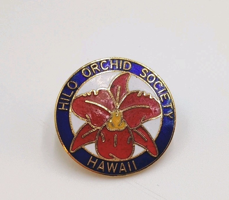 Hilo Orchid Society Pin - Hawaii Orchid Society Enamel Collector 1