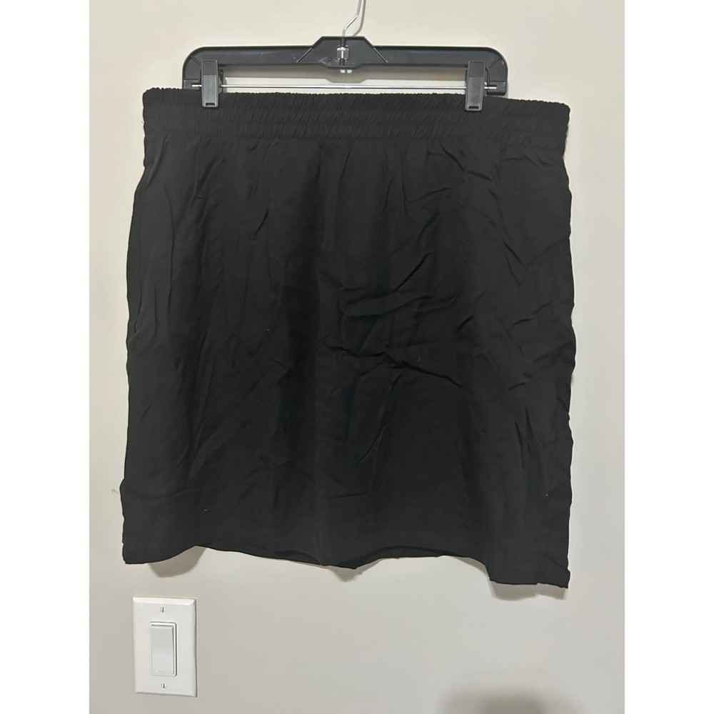 Torrid Black Linen Hi Waist Mini Skirt Plus Size 1X (14-16) Elastic Waist