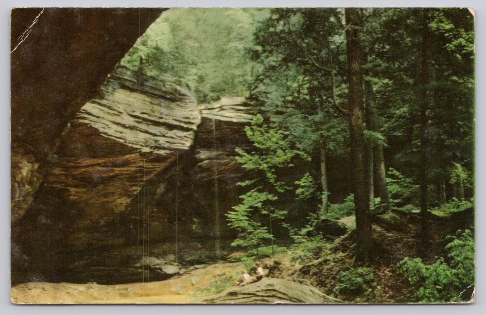 Vintage SOHIO Postcard ASH CAVE Hocking Hills State Park Ohio Scenic Kodachrome