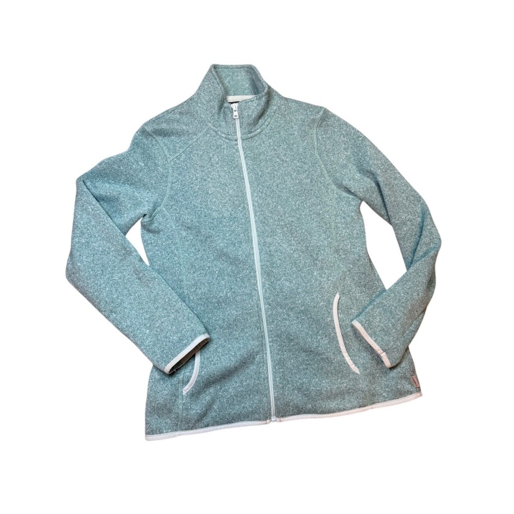 Eddie Bauer Teal Heathered Fleece Zip Up Jacket Women's Size Small