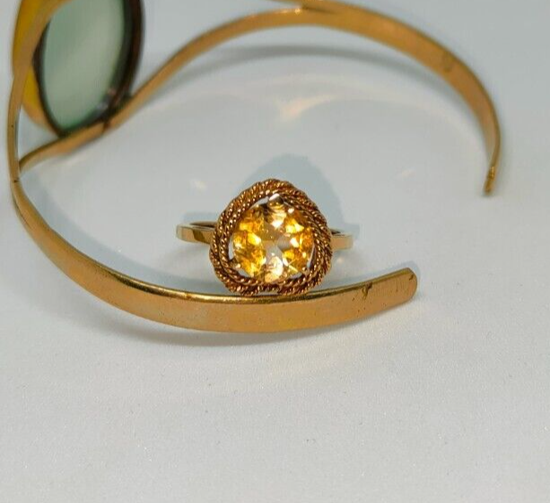 HEART SHAPE RING , CITRINE RING , CITRINE GEMSTONE , GEMSTONE RING , BRASS RING