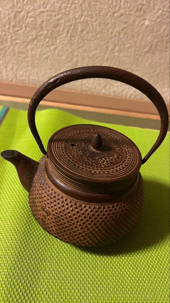 Nambu Ironware Teapot Brown with Tea Strainer, 7cm, Vintage Steel Kettle