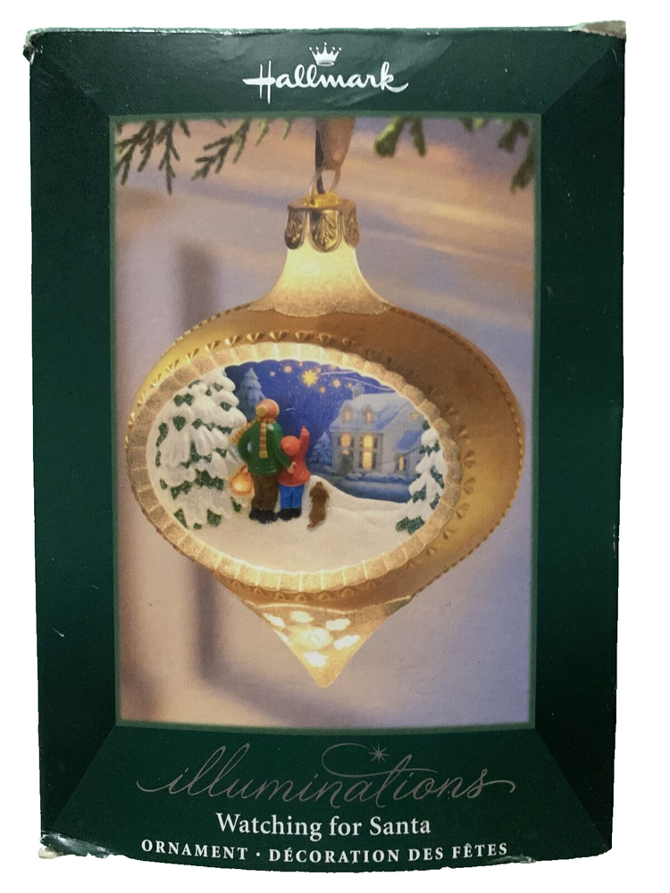 2005 Hallmark Illuminations Watching For Santa Lighted Christmas Ornament with Festive Holiday Design