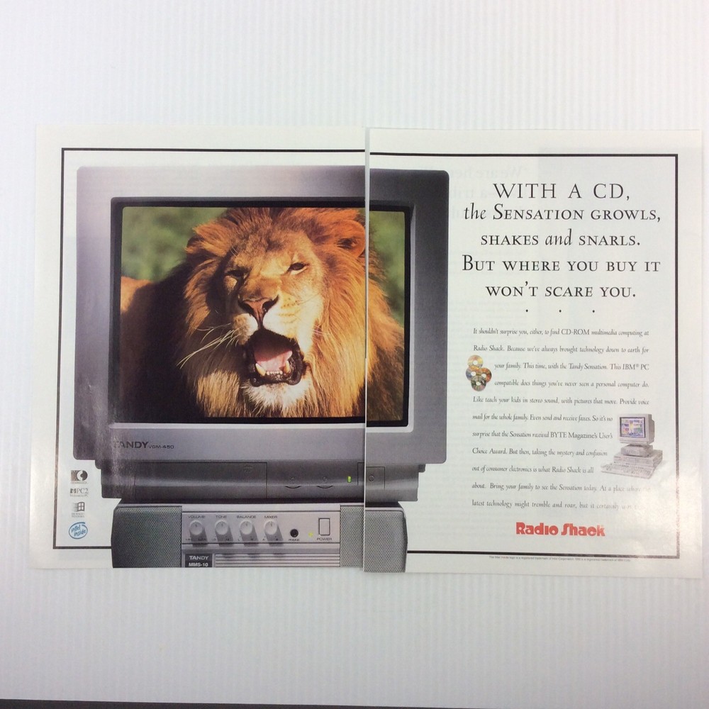 Vintage Print Advertisement 1993 Radio Shack Tandy VGM 450 Roar with no Bite
