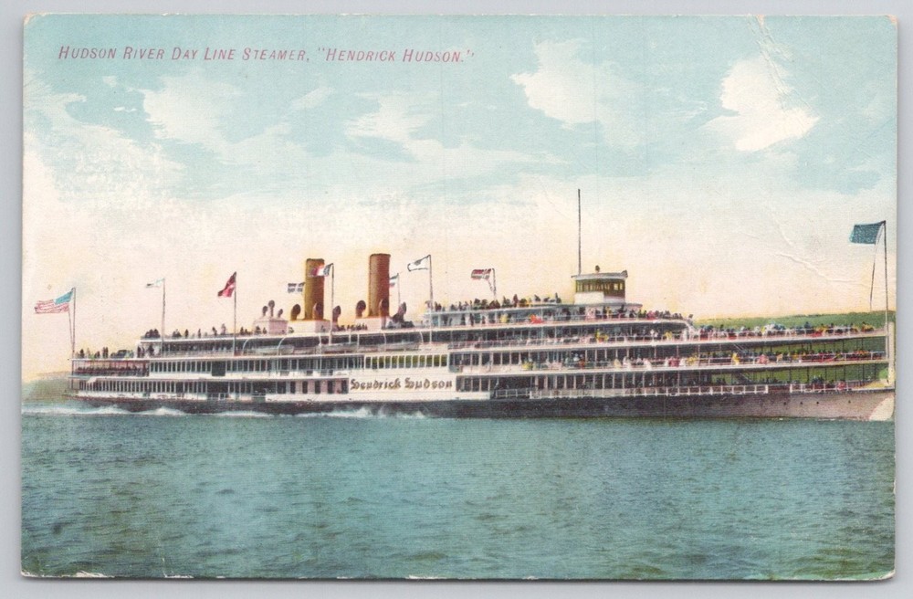 1906 HUDSON RIVER Day Line Steamer HENDRICK HUDSON Postcard Iona Island NY