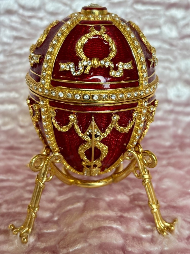 Faberge Imperial Rosebud Millennium Egg Red in Original Box with COA