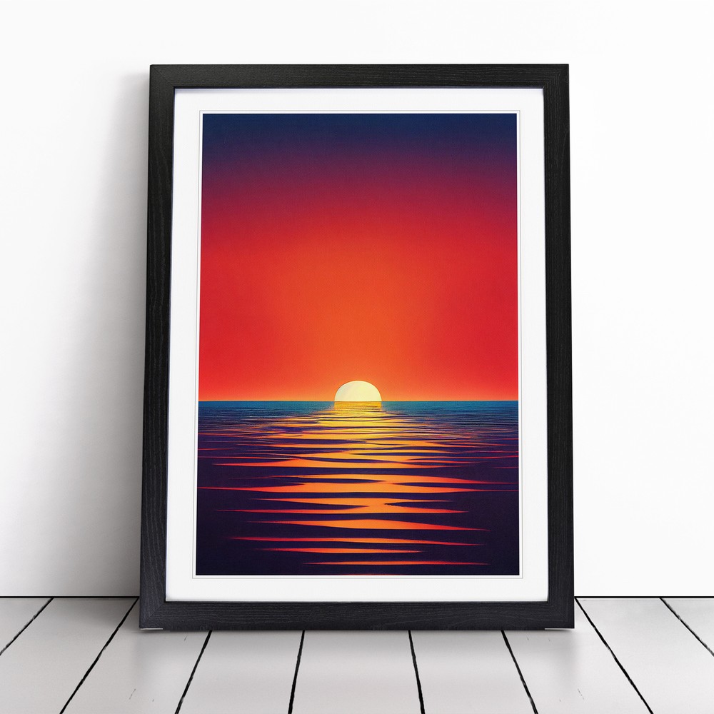 Stimulating Ocean Sunset Wall Art Print Framed Canvas Picture Poster Decor