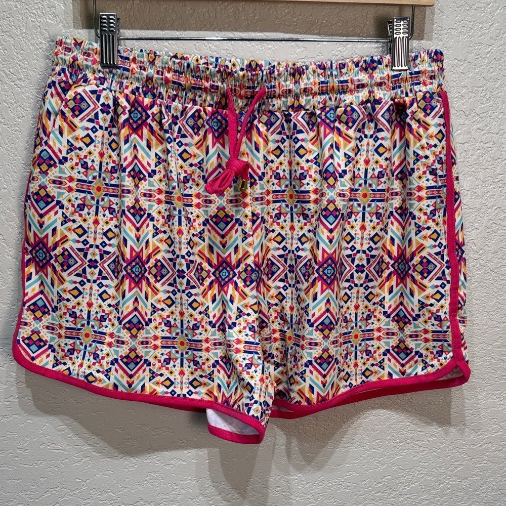 Jess Lea Women's 2XL Pink Multi Colored Lined Drawstring Everyday Short NWT