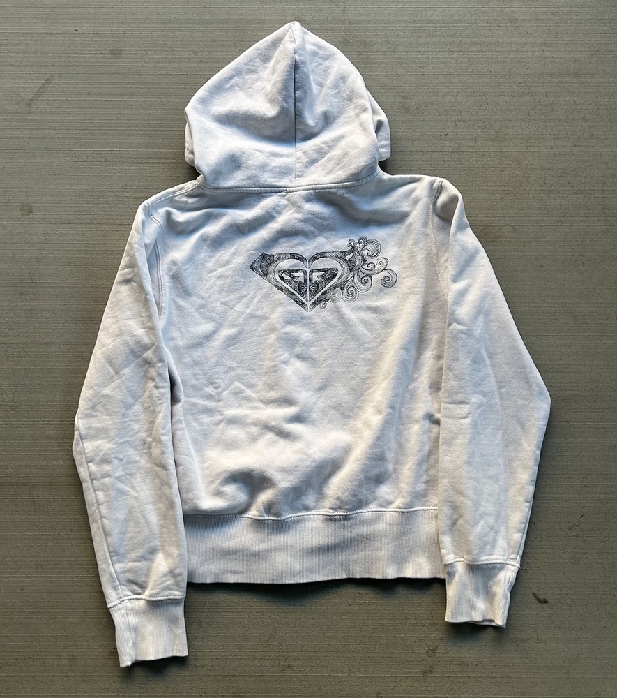 Women’s White Y2K Roxy Zipup Graphic Hoodie