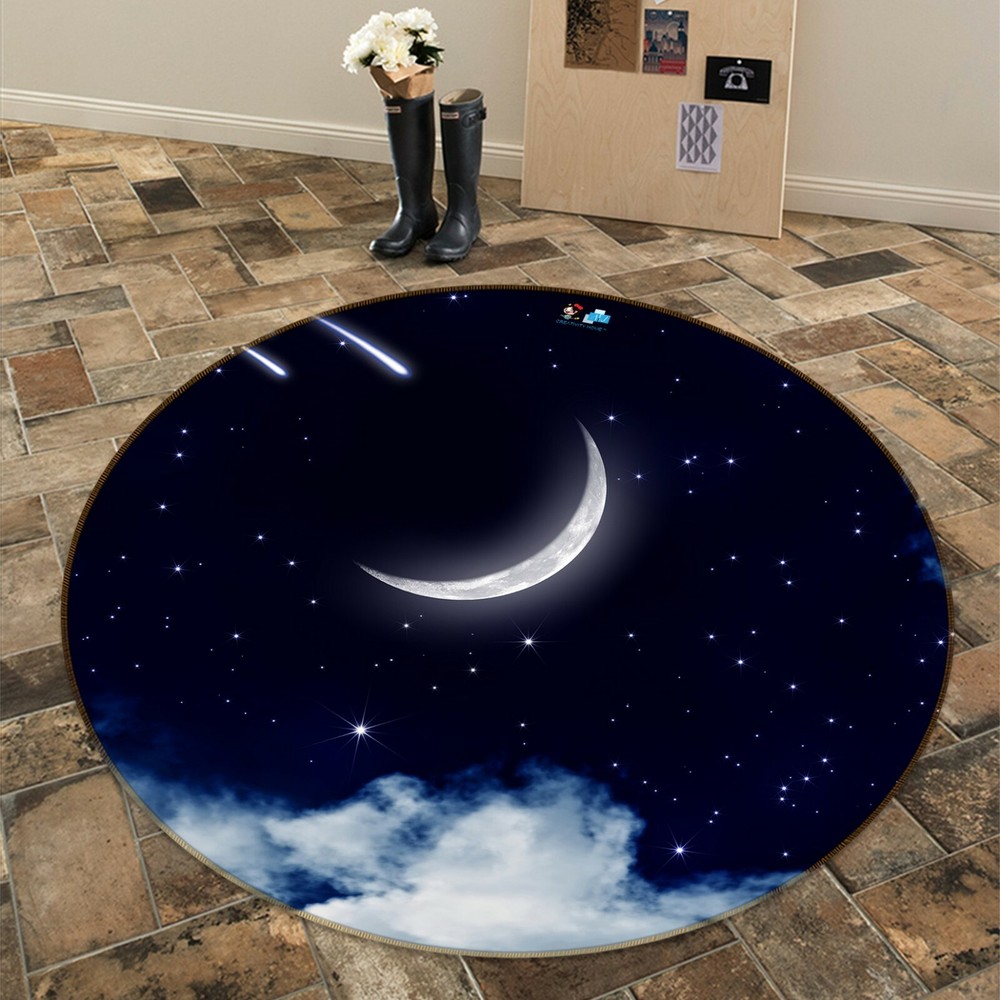 3D Night Sky Moon NAO3787 Game Rug Mat Elegant Photo Carpet Mat Fay