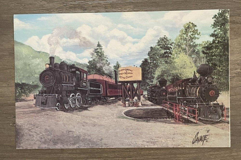 Eureka Springs and North Arkansas Railroad ES&NA Art Postcard Train Railway