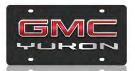 Stealth Black Carbon Steel 3D GMC Yukon License Plate Emblem