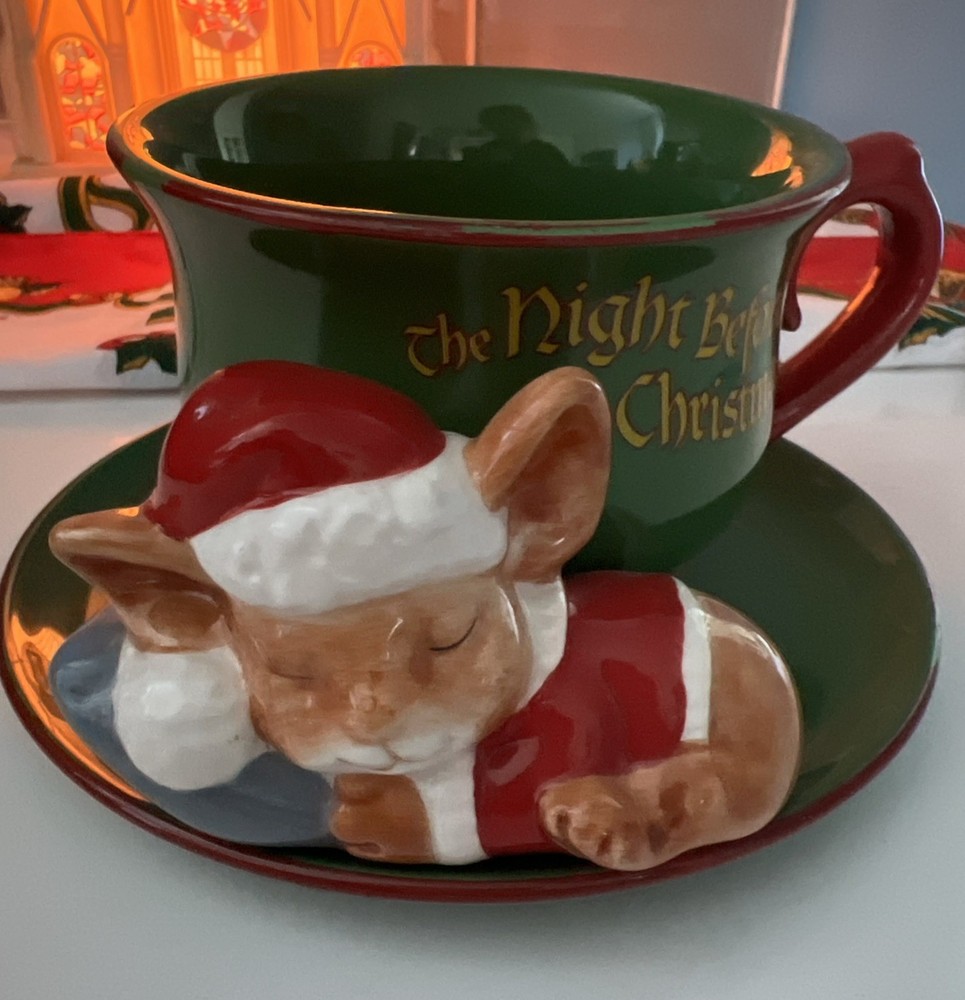 Vintage Teleflora Mouse And Tea Cup The Night Before Christmas