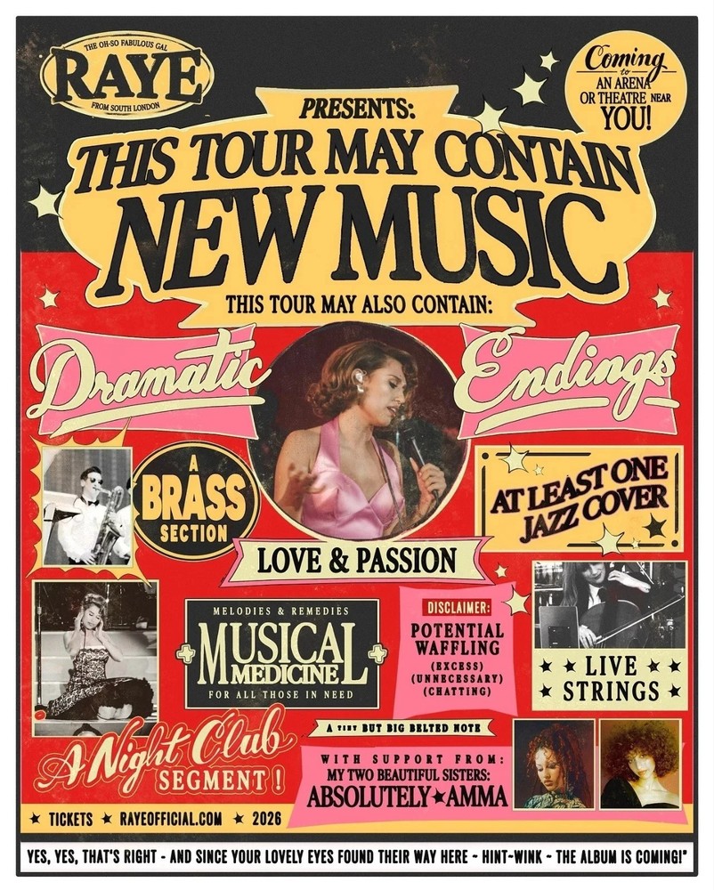 RAYE Poster This Tour May Contain New Music 2026 R&B Soul Merch Wall Art Print