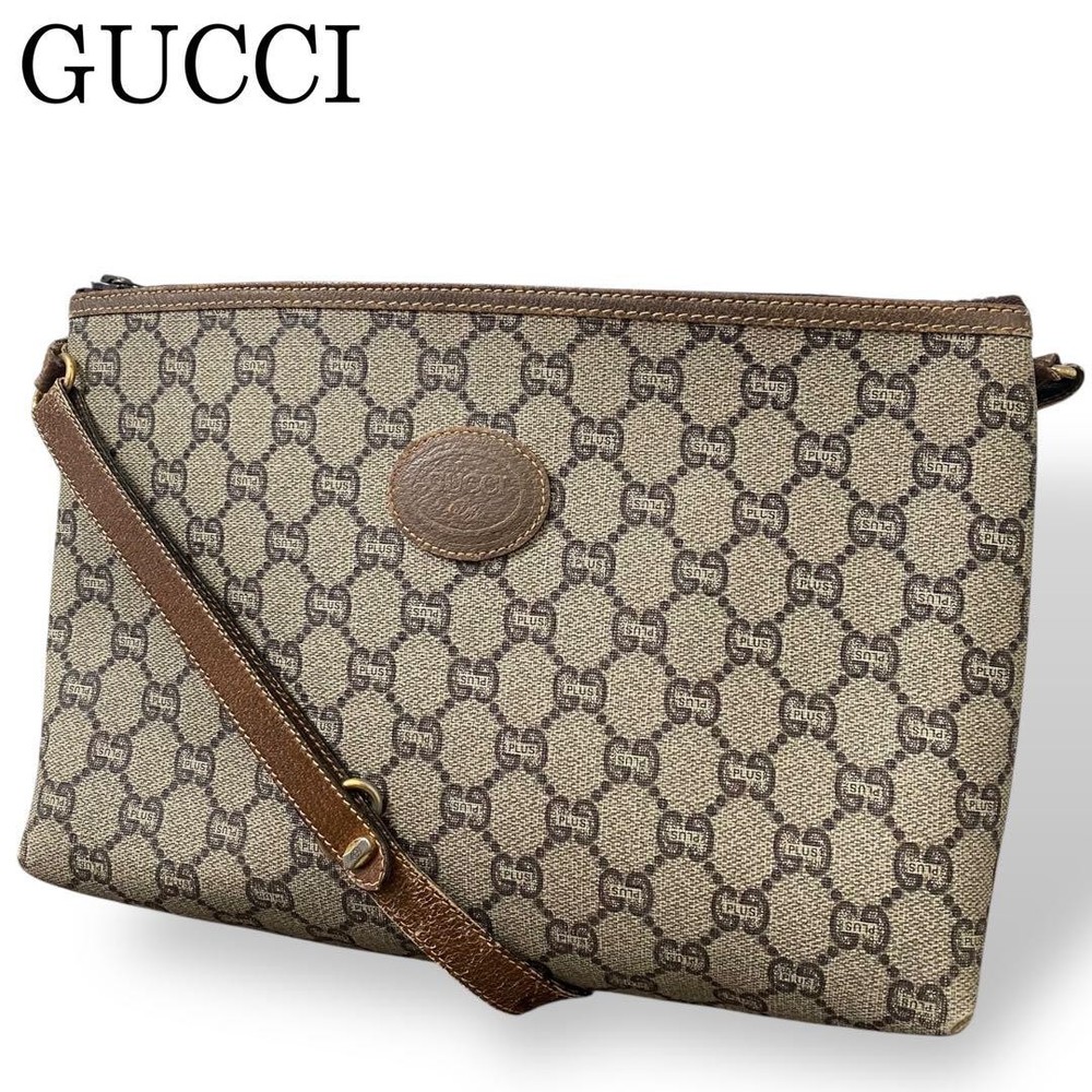 Vintage Gucci GG Monogram Beige Shoulder Crossbody Bag Rare Pre-Owned