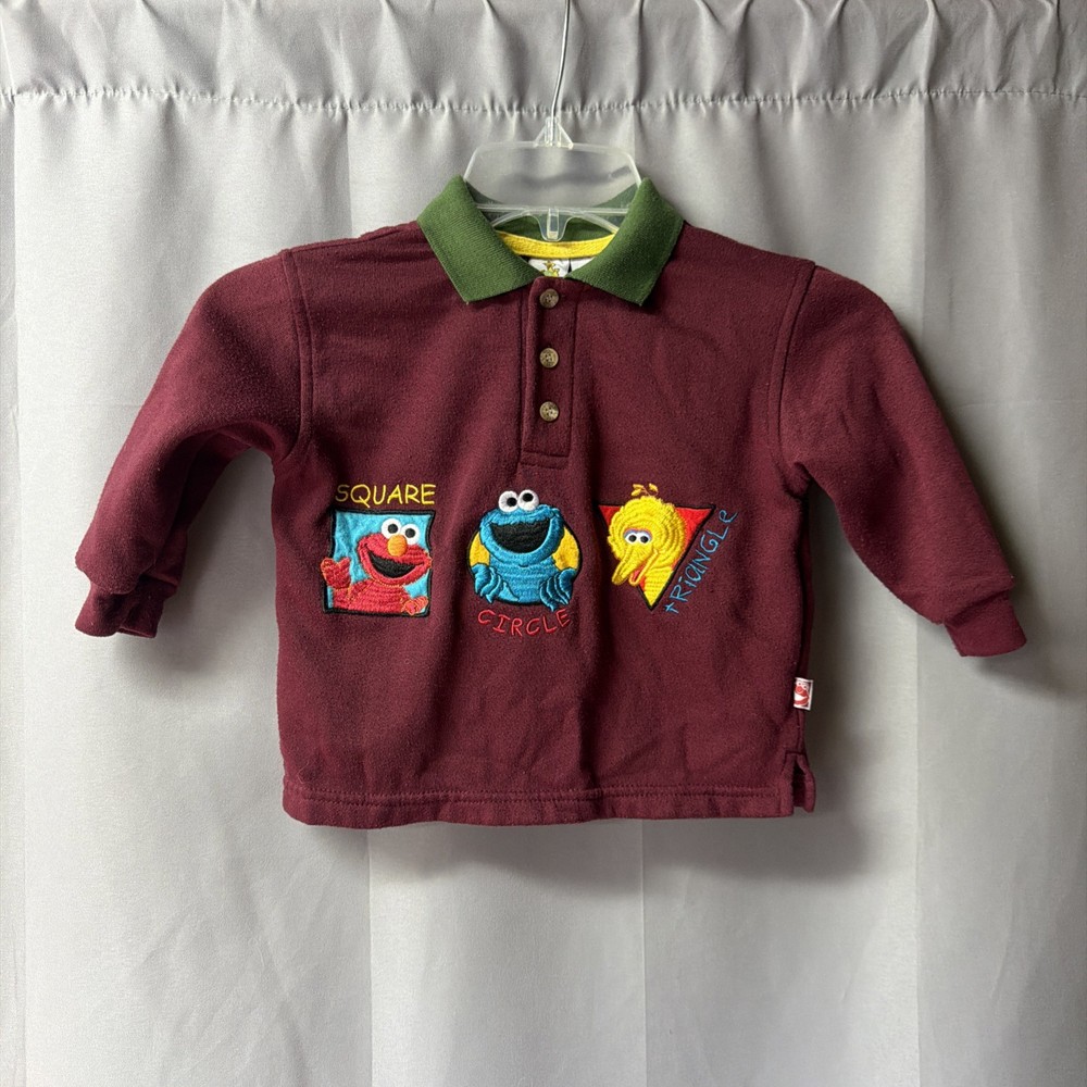 Vintage Sesame Street Toddler Sweatshirt 3T Elmo, Cookie Monster Big Bird Polo