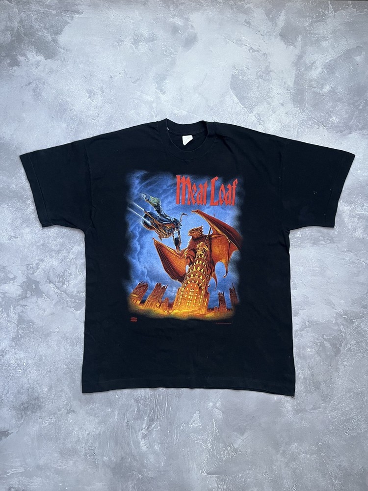 Vintage 90s Meat Loaf World Tour T-Shirt Mens Size L-XL Everything Louder Black