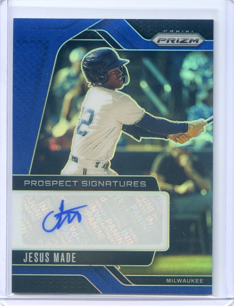 2025 Panini Prizm - Prospect Signatures Jesus Made, Jesus Made #PS-JM Blue Prizm /49 (AU, RC)