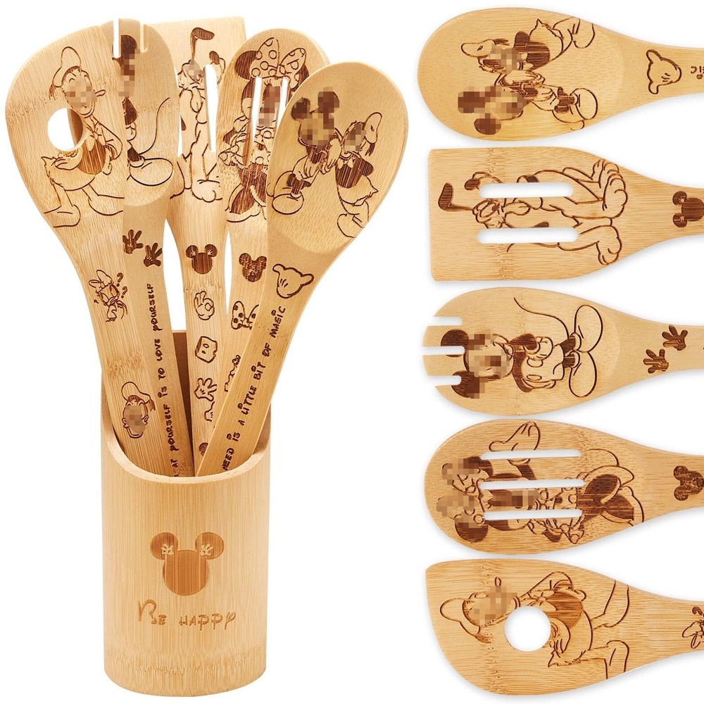 Wooden Spoons for Cooking, Bamboo Cooking Kitchen Utensils Set, Housewarming ...