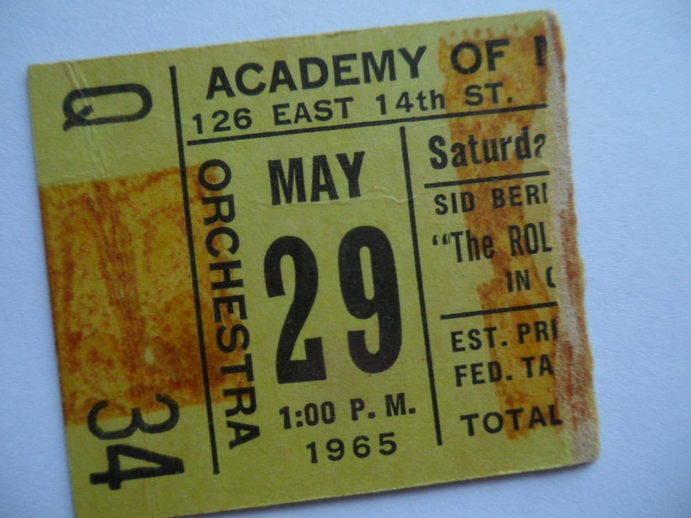 ROLLING STONES__1965__Original CONCERT TICKET STUB__Academy of Music__NYC__VG+-image