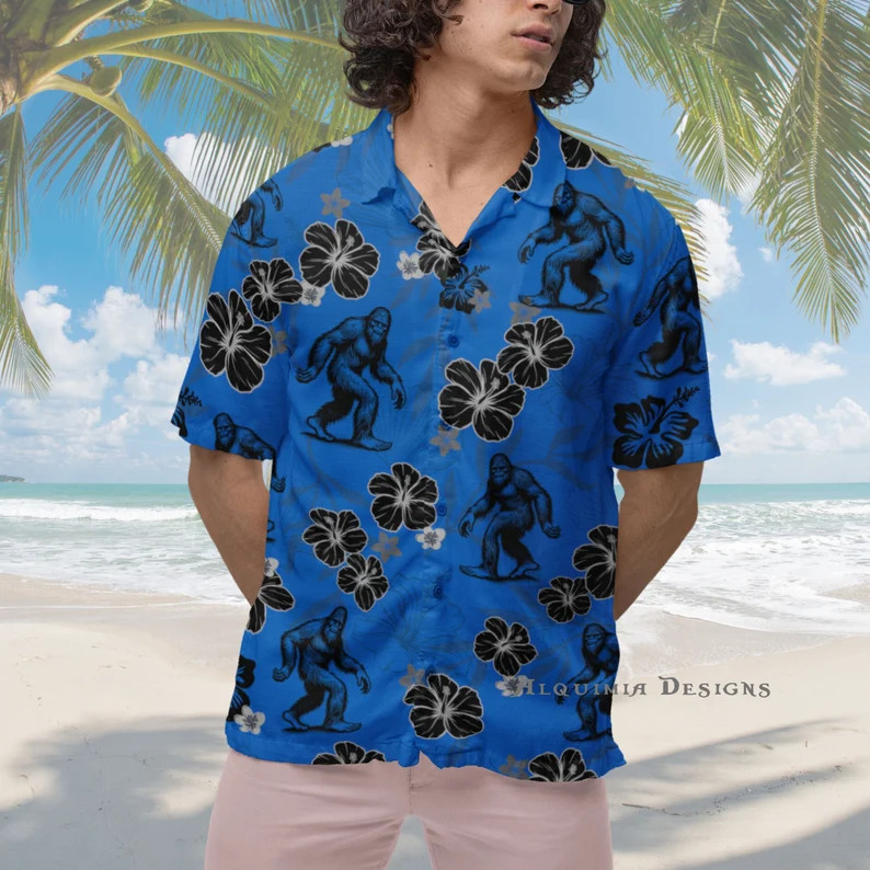 Bigfoot Hawaii Shirt Sasquatch Aloha Beach Summer Vacation Men