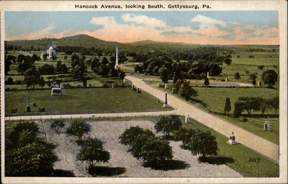 Hancock Avenue looking South Gettysburg PA ~ Civil War battlefield ~ 1920s card