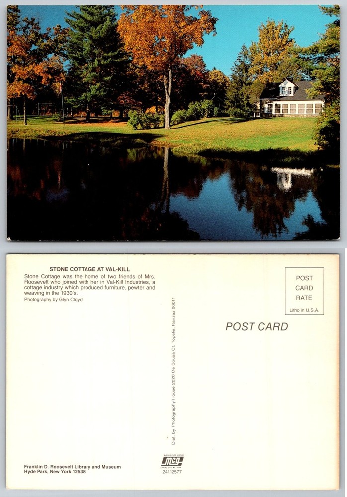 Val-Kill Stone Cottage Hyde Park NY Postcard Franklin D. Roosevelt Library