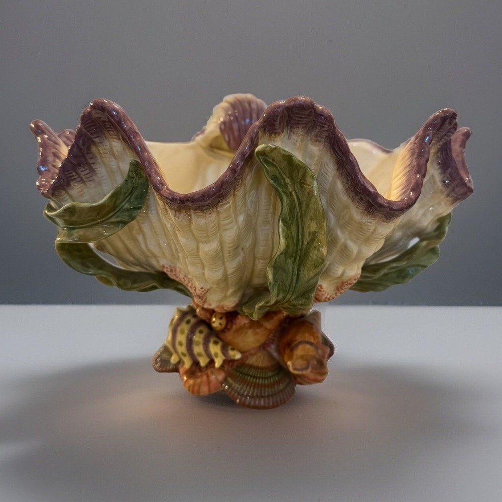 1998 Fitz and Floyd Oceana Shell Bowl Centerpiece - Coastal Nautical Decor