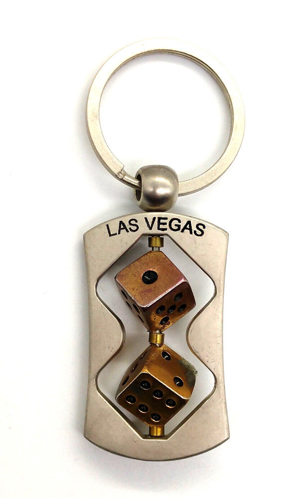 Vintage Las Vegas Nevada Revolving Dice Gambling Keyring Keychain
