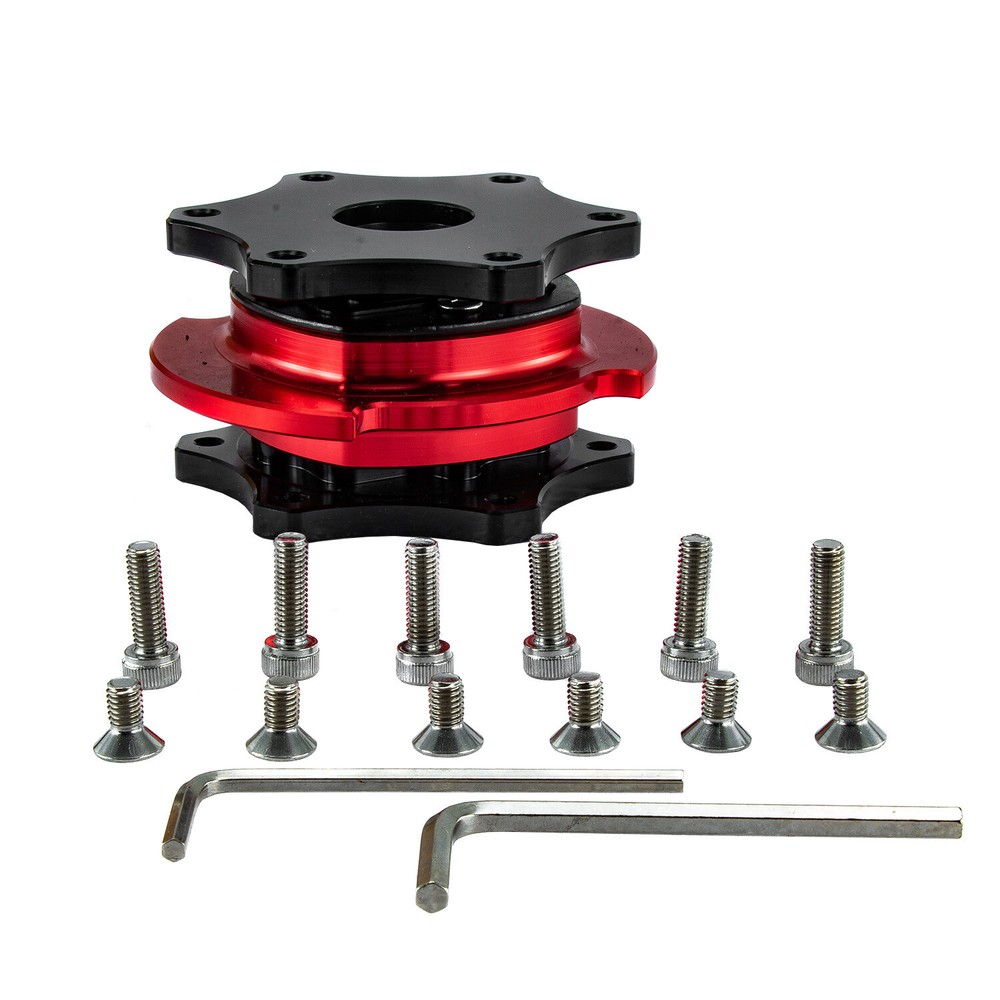 Aluminum D Shape Steering Wheel Quick Release Hub Adapter Black Body & Red Ring