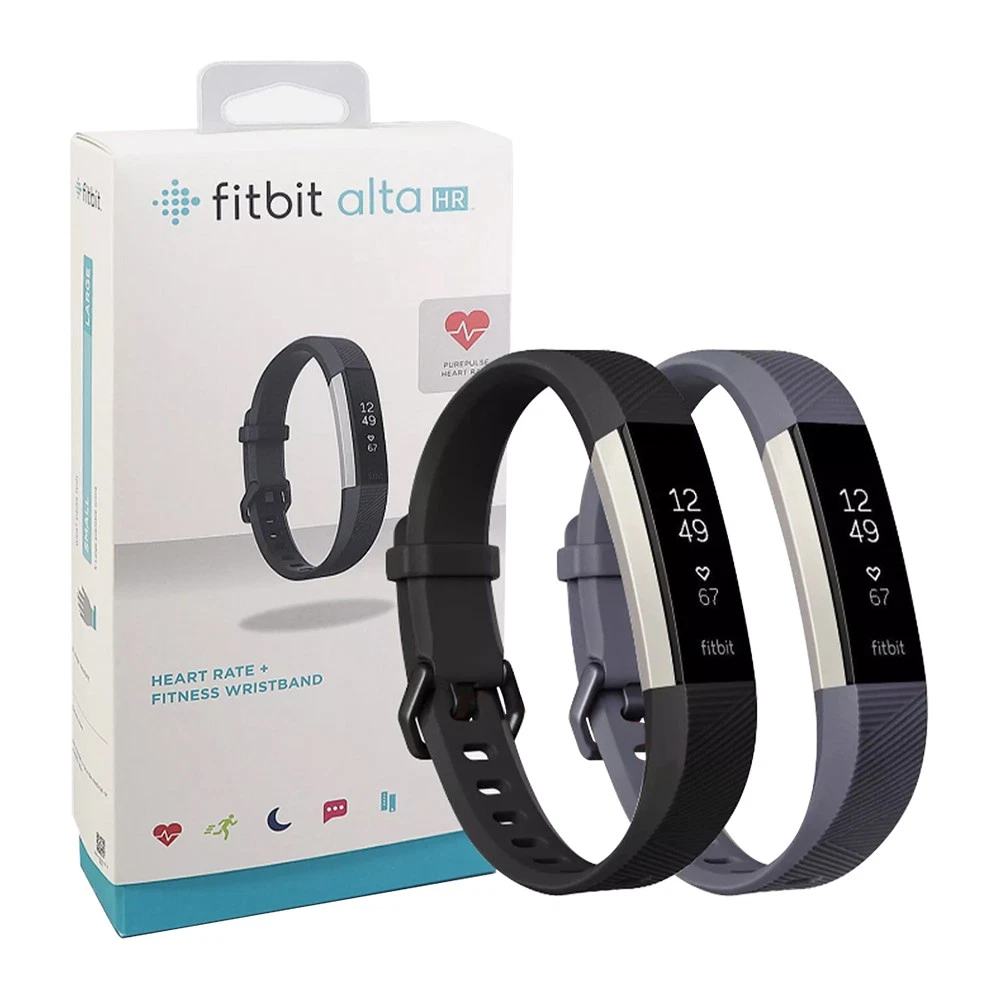 Fitbit Alta HR Fitness Wristband Activity Tracker Black / Gray Coral S / L Band