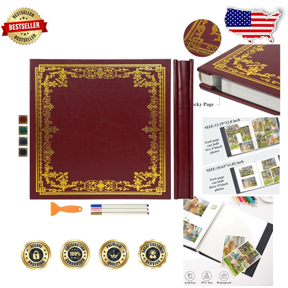 Elegant Artificial Leather-Made Photo Album - 120 Acid-Free Pages, 13.19
