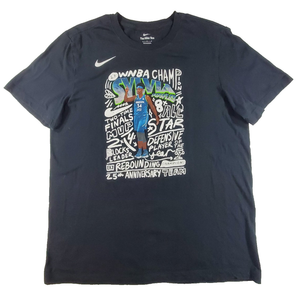 Minnesota Lynx Shirt Mens Large Black WNBA Basketball Sylvia Fowles Nike Tee