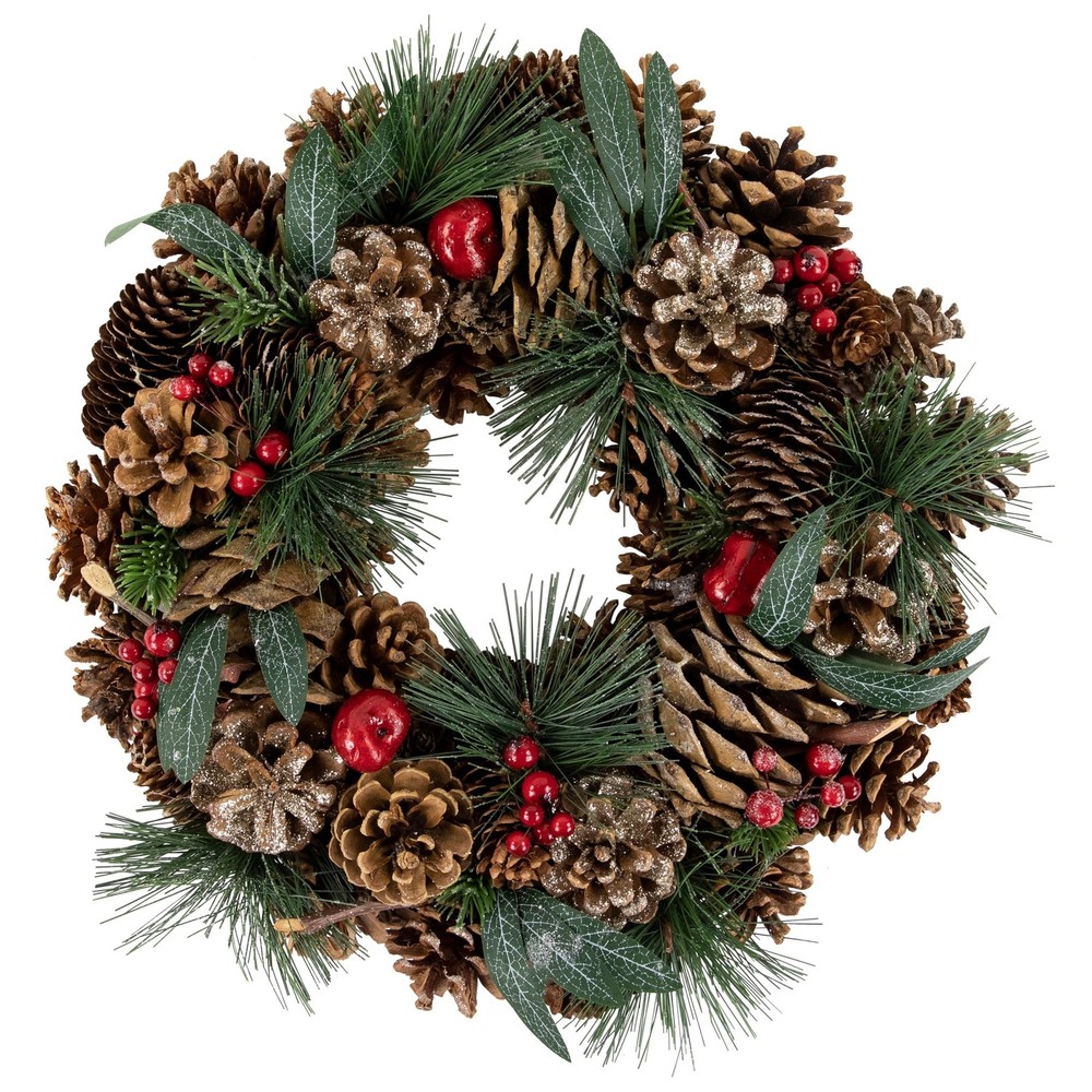 Green Mixed Foliage with Apple Artificial Christmas Wreath