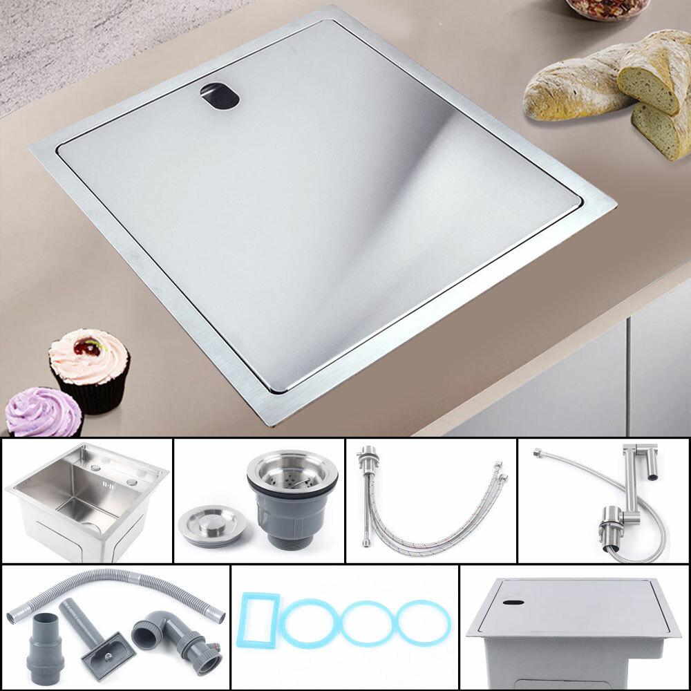 Hidden Bar Kitchen Sink Wear-resistant Indoor Outdoor w/ Faucet Stainless Steel
