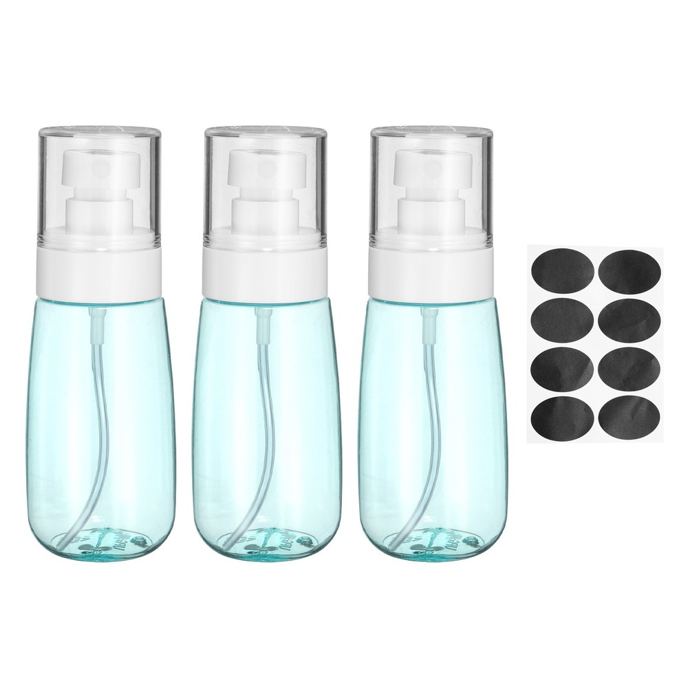 3Pcs Spray Bottles, 80ml/2.7oz Travel Size Spray Bottle with Labels (Blue/Clear)