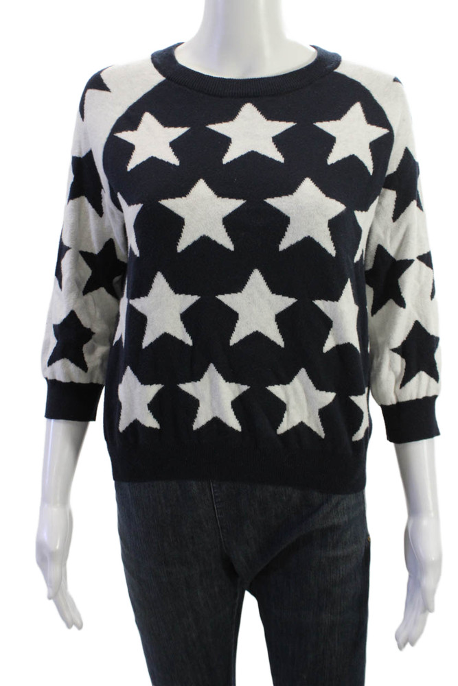 Minnie Rose Unisex Black Pullover Sweater Crew Neck 3/4 Sleeve Stars Size SFree Shipping in US $100+ Orders | $6.95 Orders Below