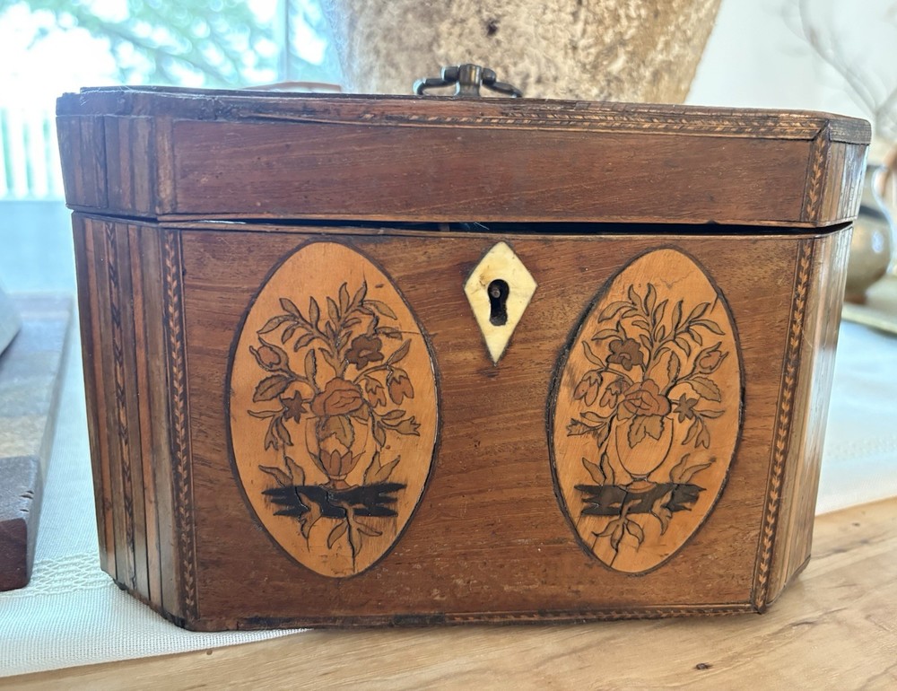 Antique English Wooden Tea Caddy