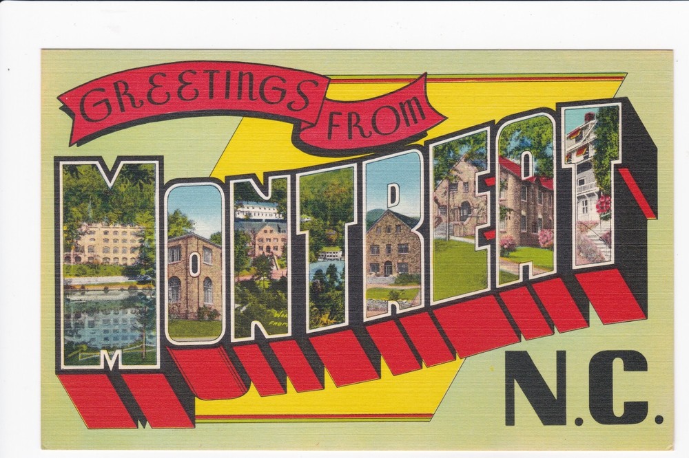 Greetings From Montreat North Carolina Large Letter Greetings Linen Postcard
