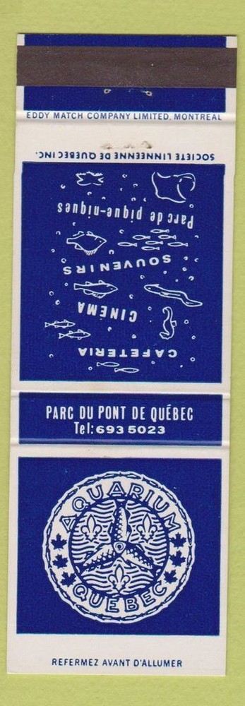 Matchbook Cover - Aquarium Quebec QC