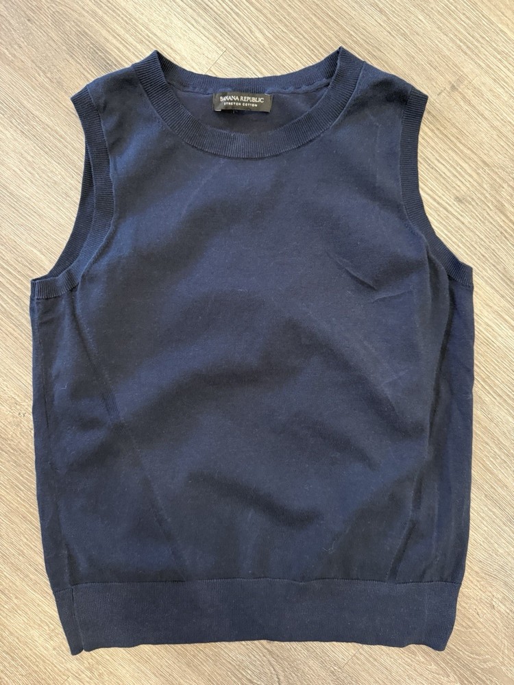 Banana Republic Womens Sleeveless Pullover Tank Top Navy Blue Size Small